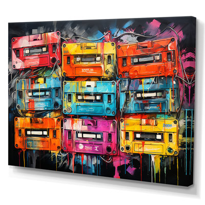 Neon Groove Cassette Tapes II - Cassette Tapes Wall Art