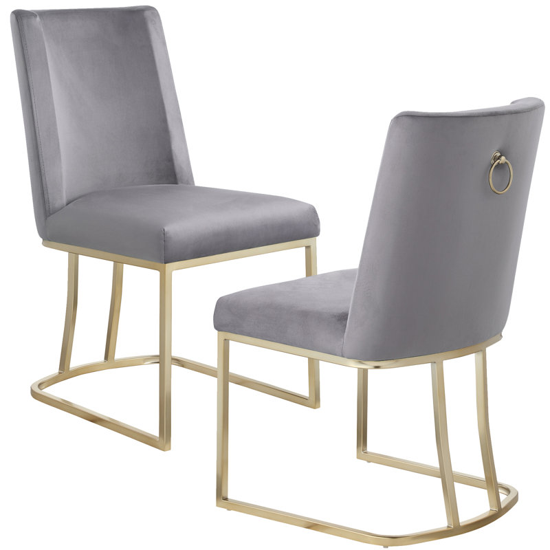 Laneesha 18.9'' H Velvet Upholstered Side Chair, Gray