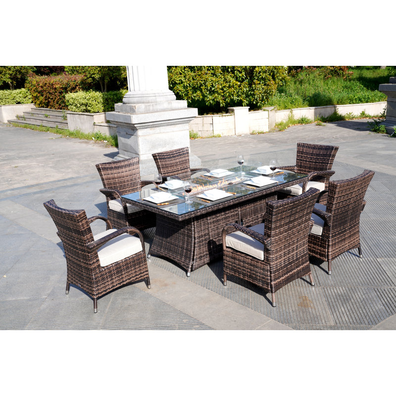Omied 6 - Person Patio Dining Set with Rectangular Table , Cushions Included