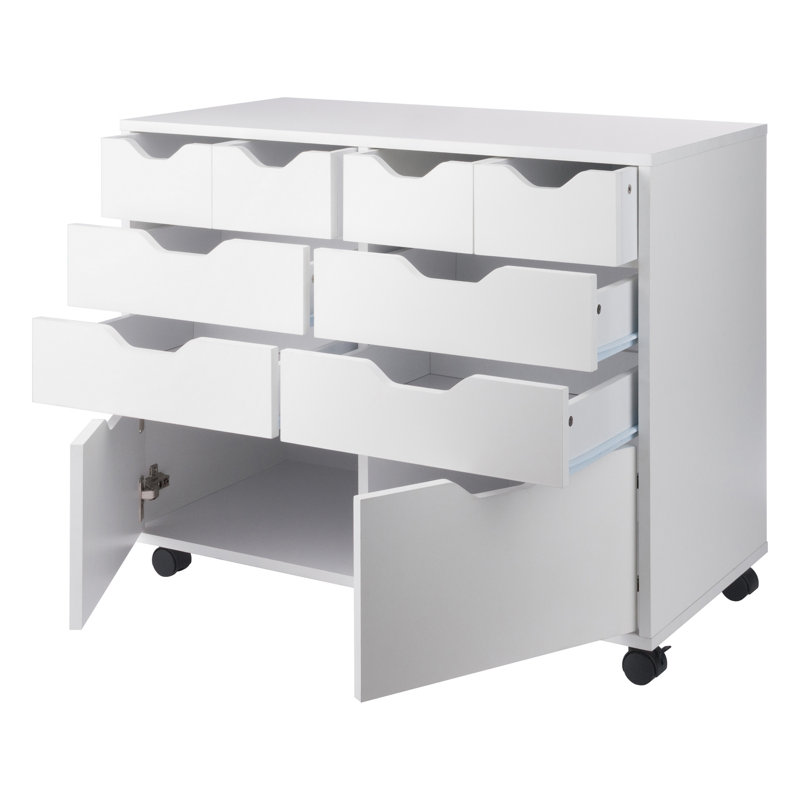 Grande armoire mobile blanche à bacs et tiroirs Sutton, H 26,12 po x l 32,12 po x P 15,87 po, Blanc
