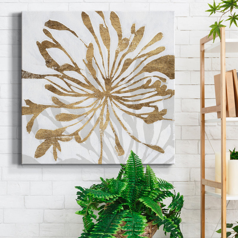 Toile tendue Golden Gilt Bloom I-Premium Gallery - prête à être accrochée, H 24 po x l 24 po x P 1 po
