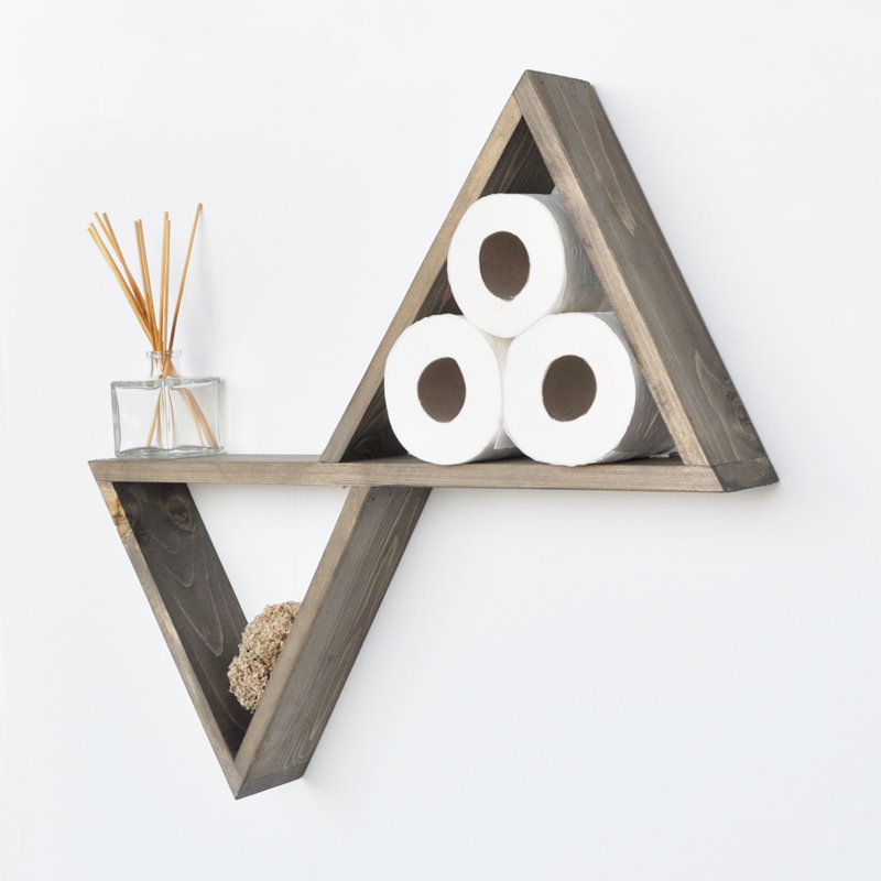 Handmade Wall Shelf, Walnut Color, 21.7 x 19.7 x 3.5 inches | 100% Spruce Wood, Assembled, Modern Scandinavian Design | Perfect for Home Decor, Space-Saving Storage & Display Solutions