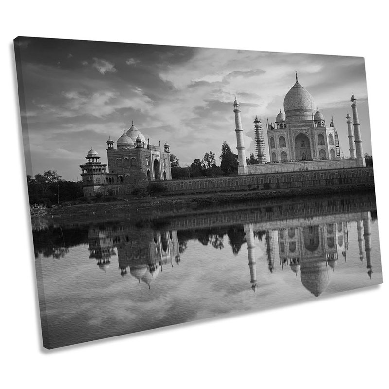 Taj Mahal India B&W Framed - Wrapped Canvas Print, 30.5cm H x 45.7cm W x 2cm D