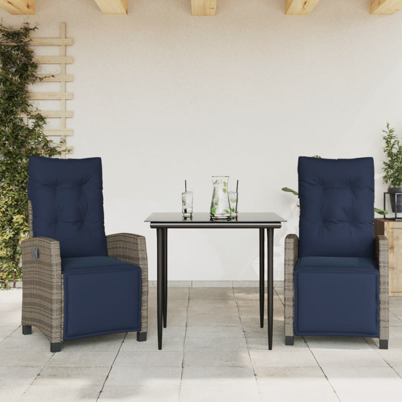 Ensemble de salle à manger Vidaxl, Brun / Bleu marine, 2, H 29,1 po x l 31,5 po x L 31,5 po
