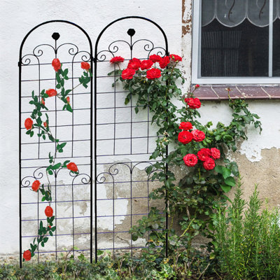 Paquet de 4 treillis de jardin en métal pour plantes grimpantes