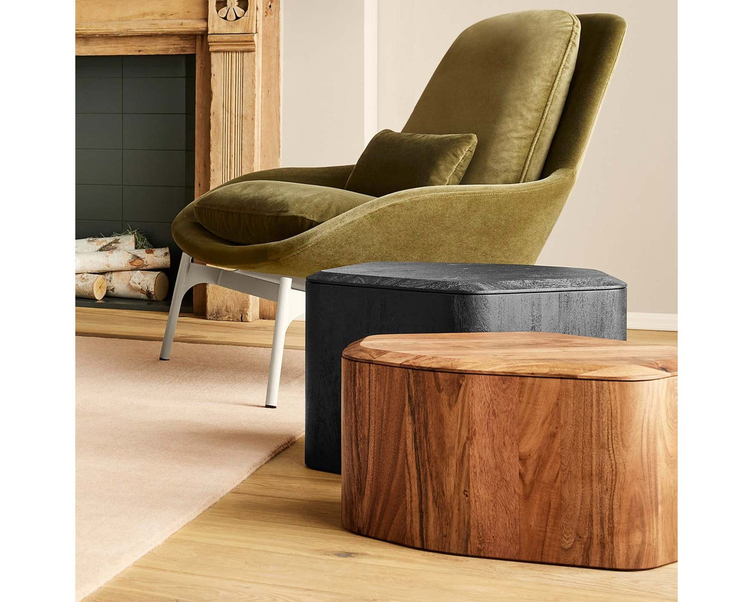 Hoard Solid Wood Single End Table, Acacia, 18" H x 22" W x 18" D