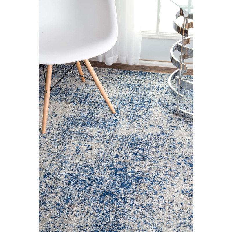 Tapis bleu / ivoire Madore, Rectangle 4 pi x 6 pi
