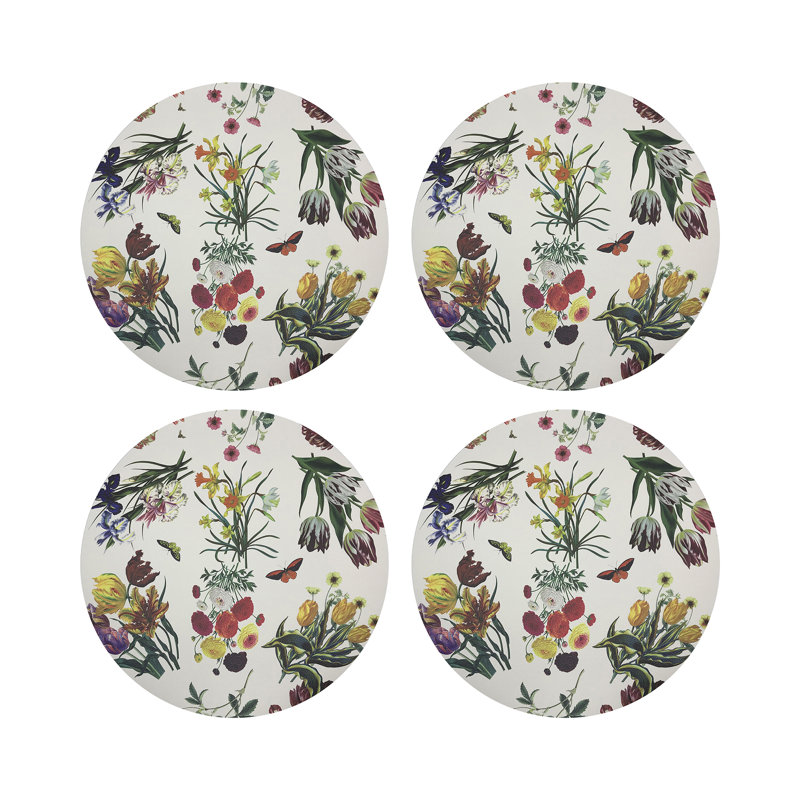 Flora Fauna Pebble 16" Vinyl Placemat, White