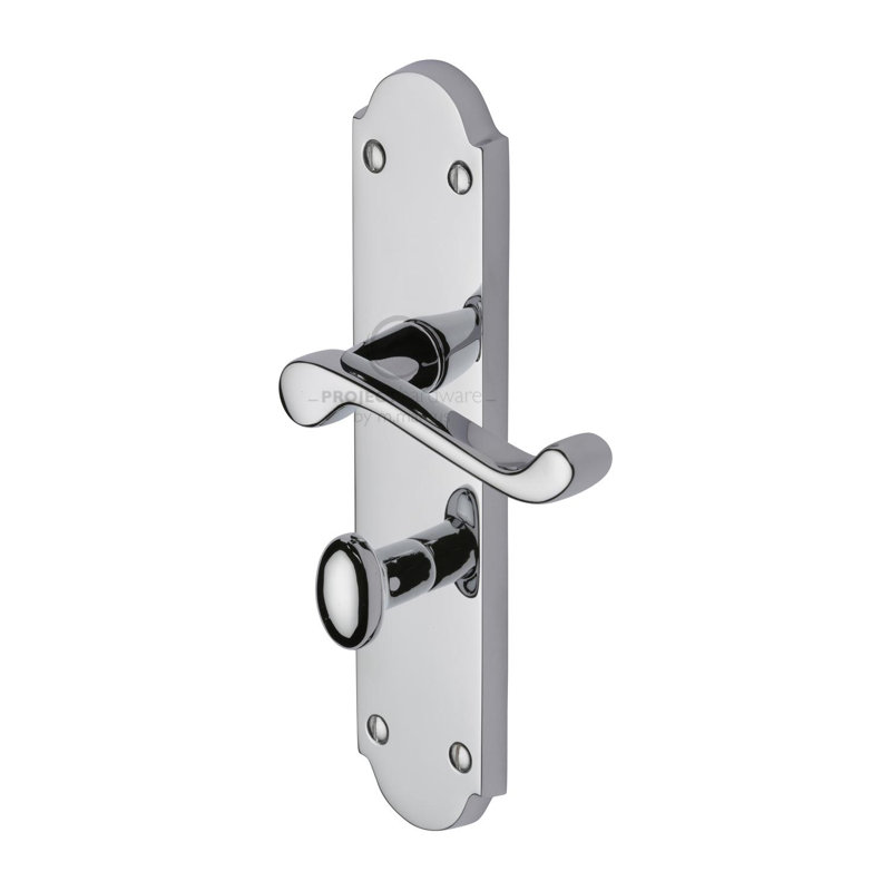 Heritage Brass Project Hardware Door Handle for Bathroom Kensington Design, Satin Chrome