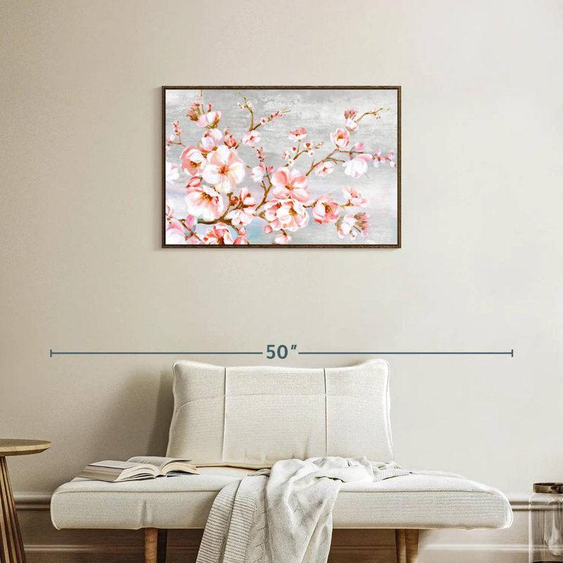 Spring Cherry Blossoms, 31" X 21", Floating Frame Walnut