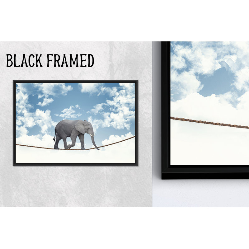 Élégant éléphant sur toile, impression abstraite de décor moderne, 1P BlackFramed, 47,3 po H x 67 po l