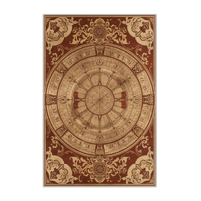 Machine Washable Pavni Astrolabe Traditional Oriental Rug in Brown – Beige Binding