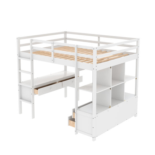 Harriet Bee Loft With Built-In Desk And Bookshelf & Reviews | Wayfair