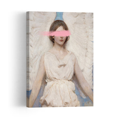 Ange rose serein, portrait classique et élégant, impression d'art mural classique et contemporaine