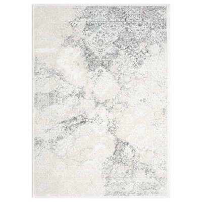 Myloh Transitional Gray/Aqua Performance Area Rug
