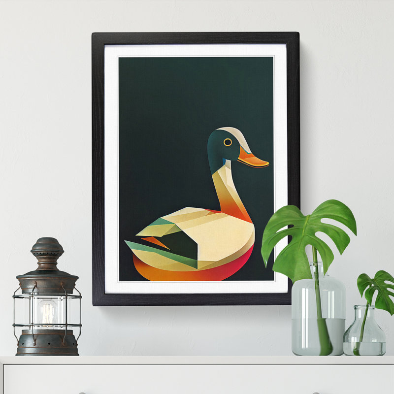 Hillburn Duck Abstract Art - Picture Frame Print, Black, 64cm H x 46cm W x 2cm D