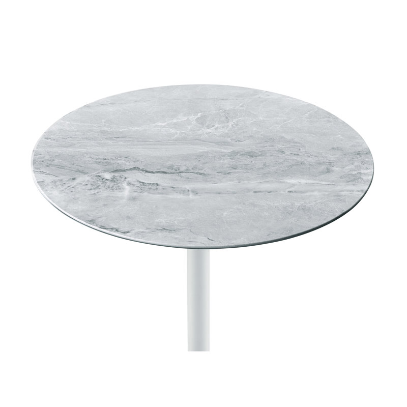 Table d'appoint ronde Orbit de 39,4 cm (15,5 po) avec dessus en verre texturé marbre gris réglable en hauteur et piètement à pince