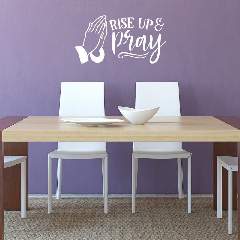 Adhésif décoratif «Rise Up and Pray», H 15 po x l 27,5 po, Blanc