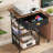 4-Tier AV Media Stand with Drawer, Video Game Console Shelf with 2 Hooks, Audio Rack Tower Perfect for/Xbox/ PS5/Switch/Game Consoles/DVD/Record Player/Projector/Sky Box/TV Accessories