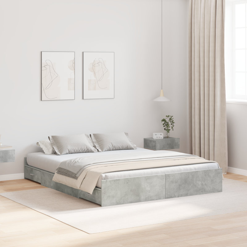 Bed, European Double (140 x 200 cm), Concrete Grey