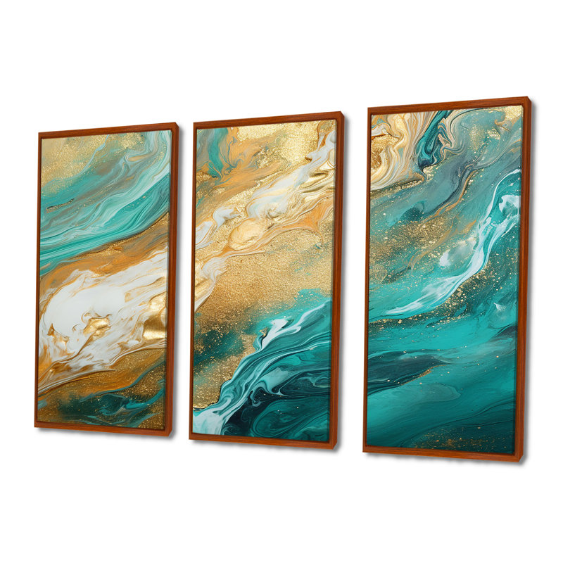 Uhrichsville - Ensemble d'art mural plage et océan, Cadre flottant brun, H 32 po x l 48 po x P 1 po