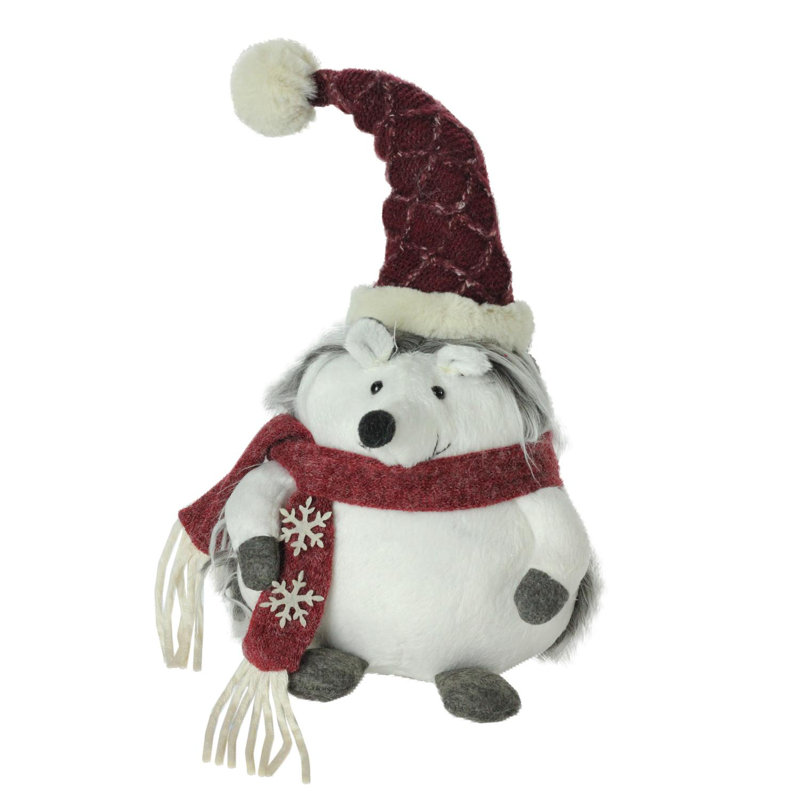 Décoration de Noël en forme de flocon de neige avec un hérisson gris et blanc 10 po
