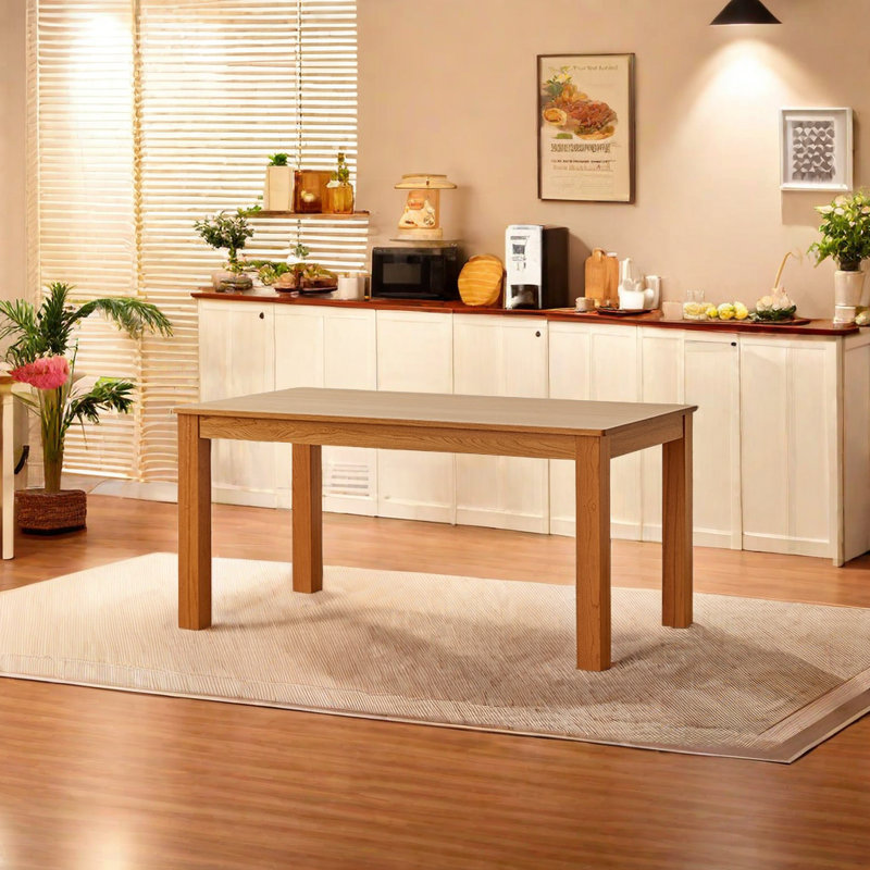 Siqi Cherry Solid Wood Dining Table, 29.52"H x 62.99"L x 31.49"W