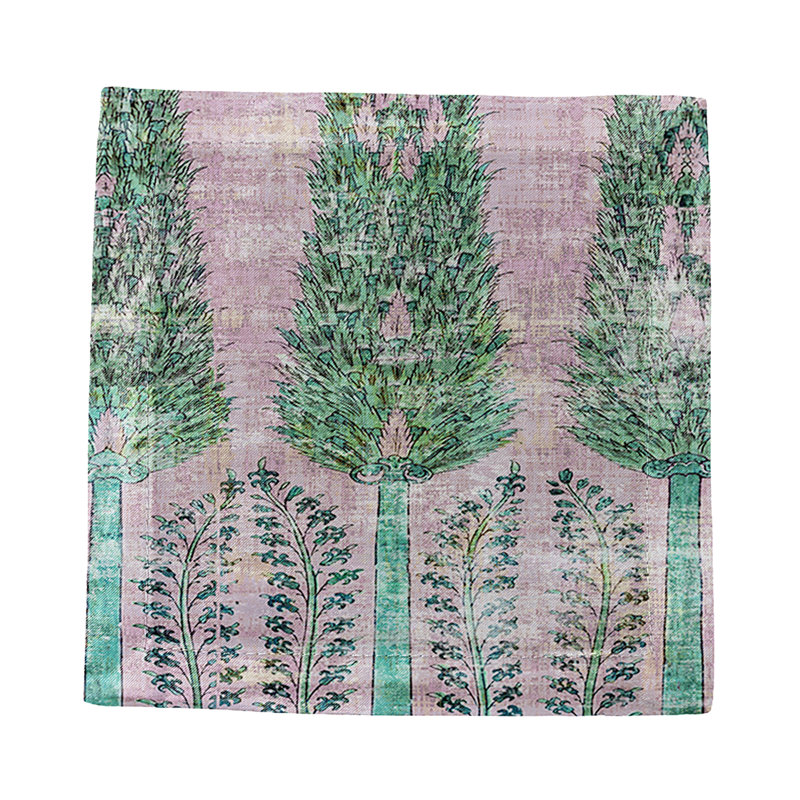 Square Napkins, Green Pink