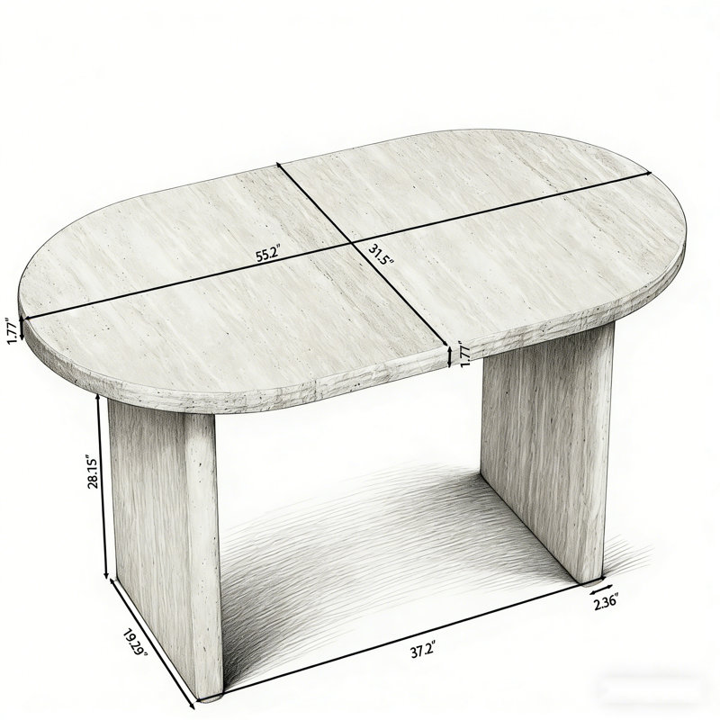 55.12"-70.87"Modern Extendable Dining Table With Removable Extension Leaves, Ancient White
