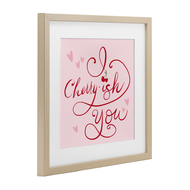 «Cherry-ish You Pun», reproduction encadrée sous verre, conception de Lucille Price, Cadre de récolte en pin