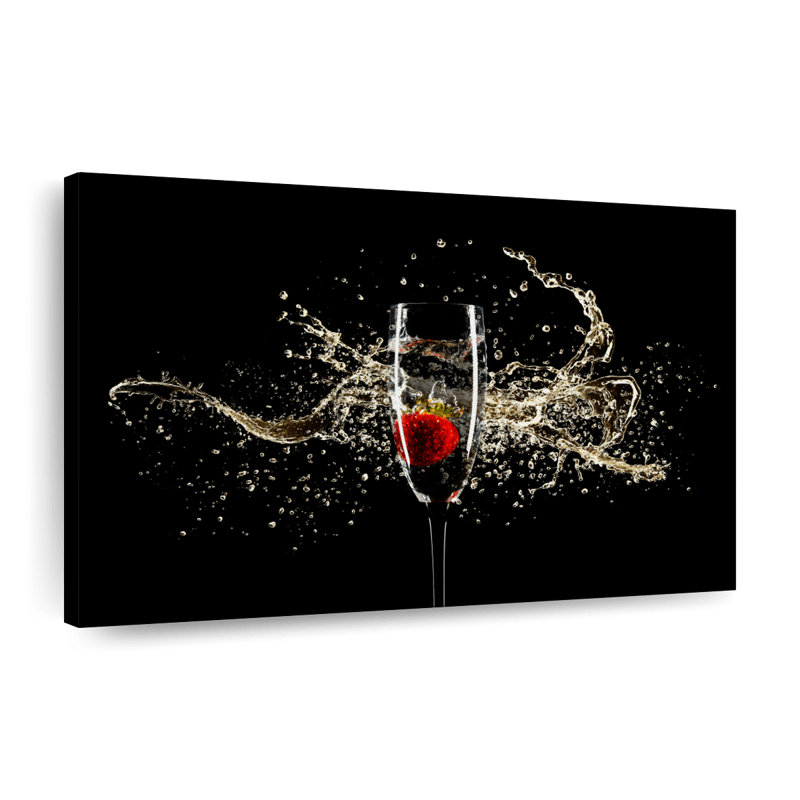 Éclaboussure de champagne sur toile, H 26 po x l 39 po x P 1,25 po