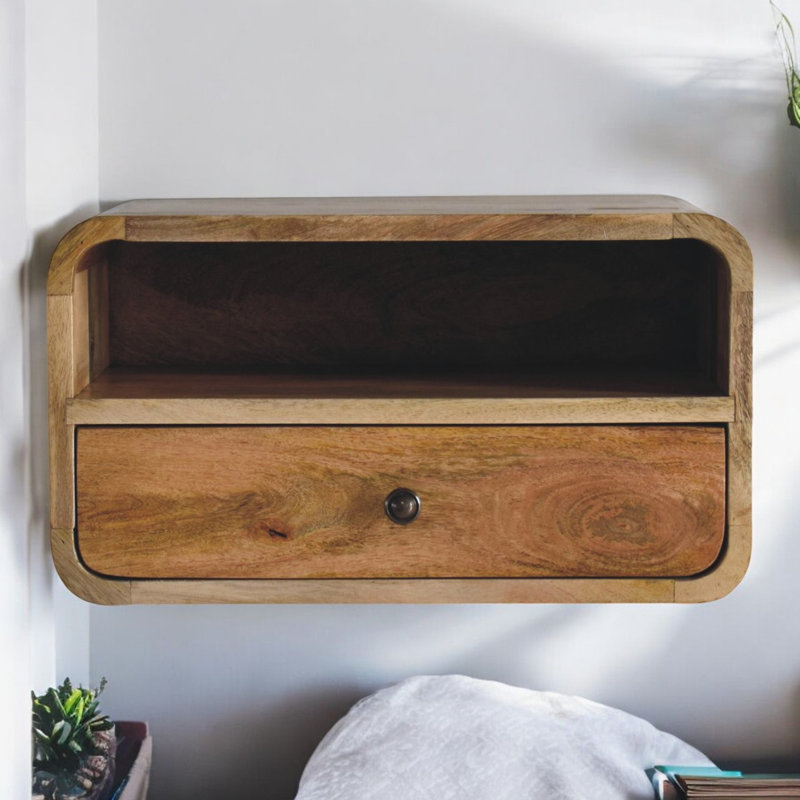 Knightdale 45cm W Solid Wood Bedside Table, Oak-Ish