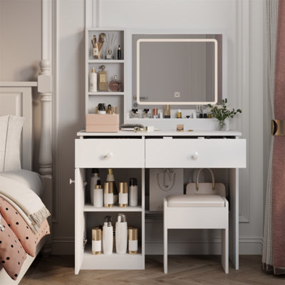 Bureau de coiffeuse avec miroir et lumières pour le maquillage Fashion
