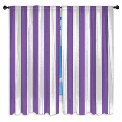 Vertical Purple Stripes Window Curtains Stripes Sheer & Room Darkening - 2 Panels
