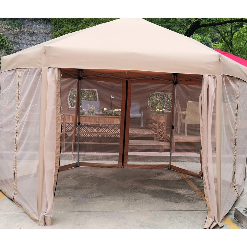 13 pi. Pavillon de jardin pour tente de détente et de détente, Beige
