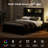 Farmhouse King Size Wood Platform Bed, Bookcase Headboard and Footboard Bed with Roman Column Accents-1764923318-1764923315