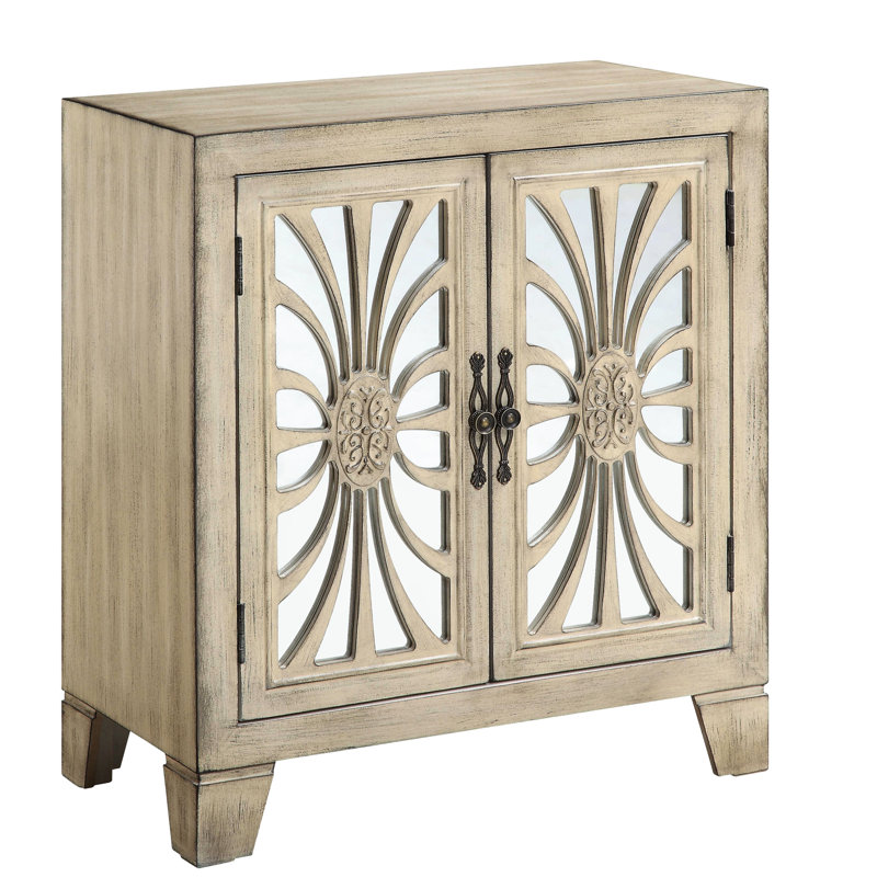 Console avec blanc antique - 2 portes rectangulaires à pieds fuselés, 1 tablette de rangement et miroir à l'avant assemblé 28 po x 15 po 32 portes 32 po de hauteur, profondeur