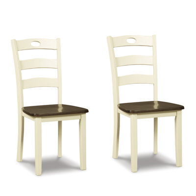 Strongsville Ladder Back Side Chair in White/Brown