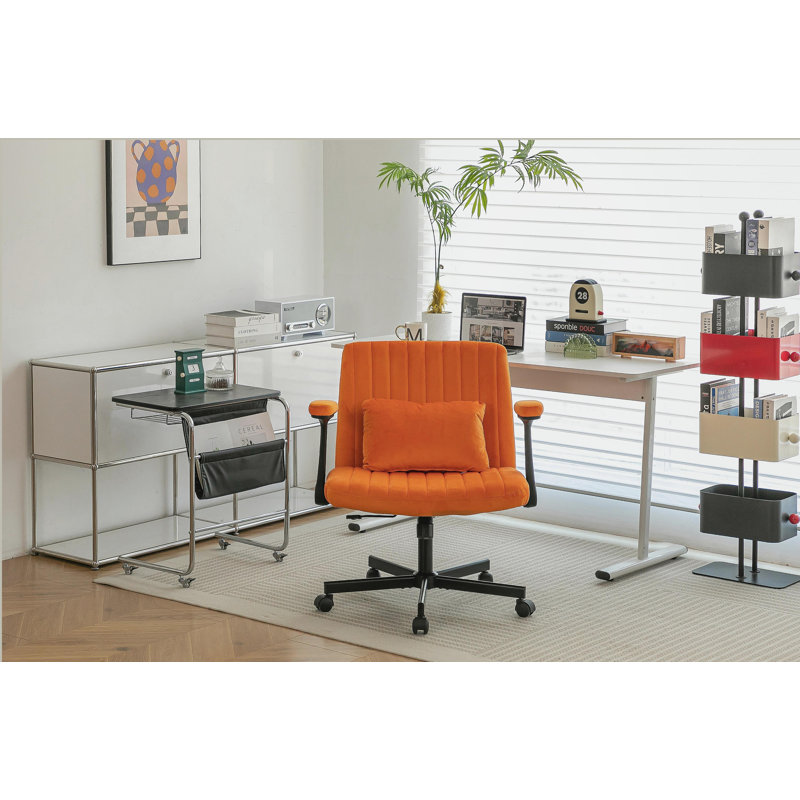 Modern Armrest Office Chair, Computer Desk Chair with Wheels, Orange