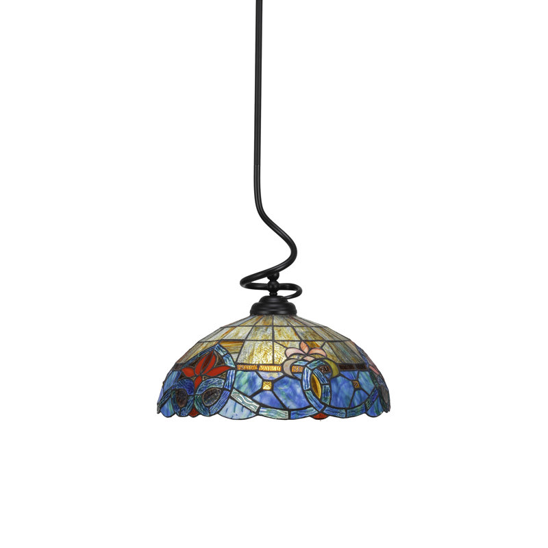 Capri Stem Hung Pendant Shown In Matte Black Finish With 16" Sierra Art Glass