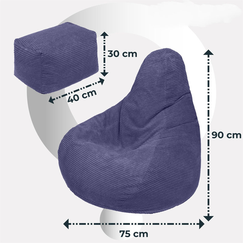 Corduroy Bean Bag Chair, Blue