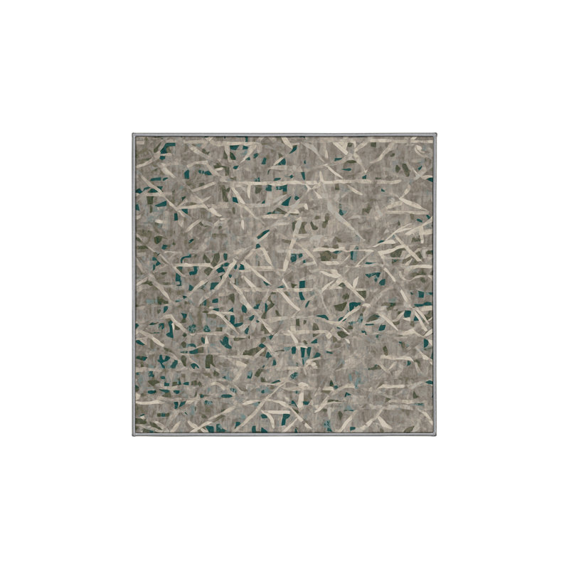 Machine Washable Gray Area Rug GSIX03637, Square 5'