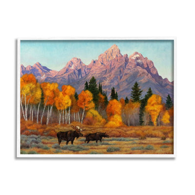 Bb-192-faune encadrée avec paysage d'automne encadré sur bois par Cliff Rossberg