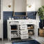 Ensemble de meuble-lavabo autoportant moderne 48 po avec 4 tiroirs, tablettes réglables et lavabo en composite (blanc / noir)-784539335