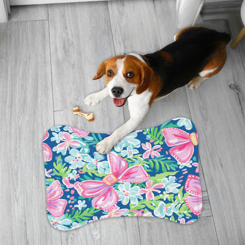 Romantic Bow Motifs - 1 Piece Bone Shape Feeding Mat