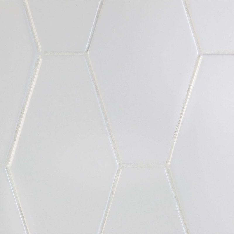 Manchester 4x8 Hexagon Glossy Ceramic Tile, Bianco White