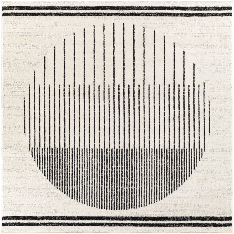 Tapis noir / ivoire Corum, Carré 5 pi 3 po