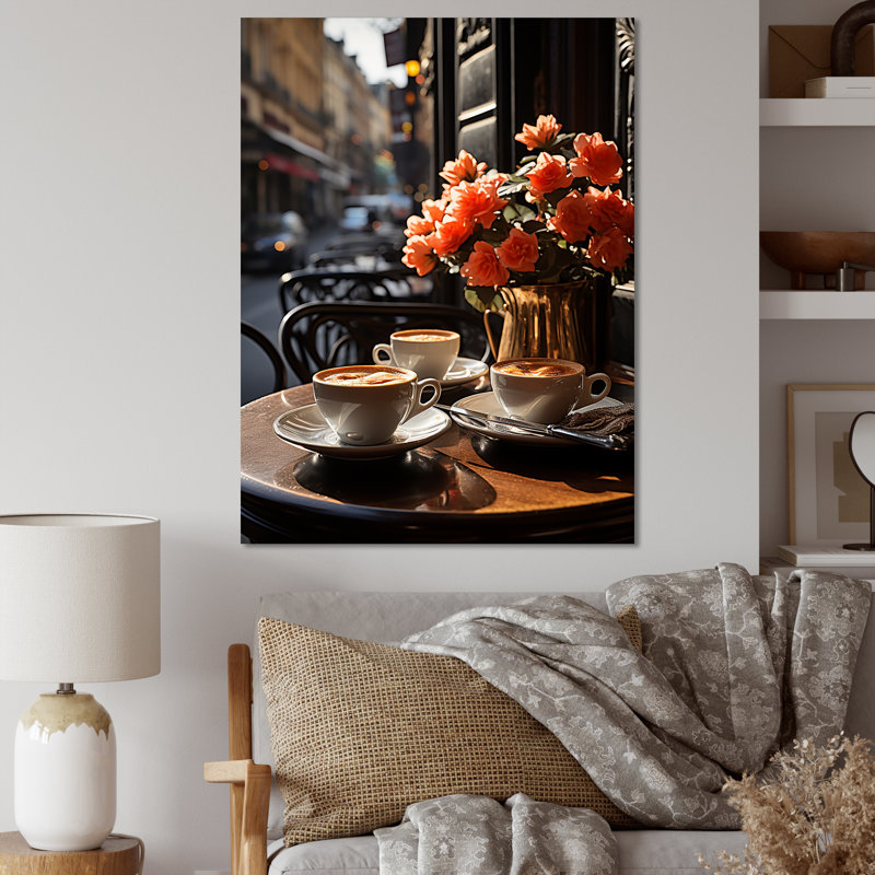 «Paris Caf Terrace Vibes», reproduction sur toile, H 32 po x l 24 po x P 1 po, Toile tendue