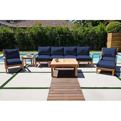 Huntington Teak Patio Conversation Set with Cushions