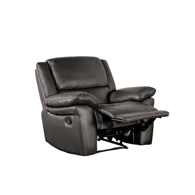 Black Transitional Manual Recliner Chair with Pillow Top Arms and Welt Trim - Living Room Furniture